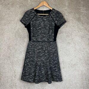 J Crew Dress Womens 0 Gray Black Cotton Blend Short Sleeve Back Zip Lined- 2238*
